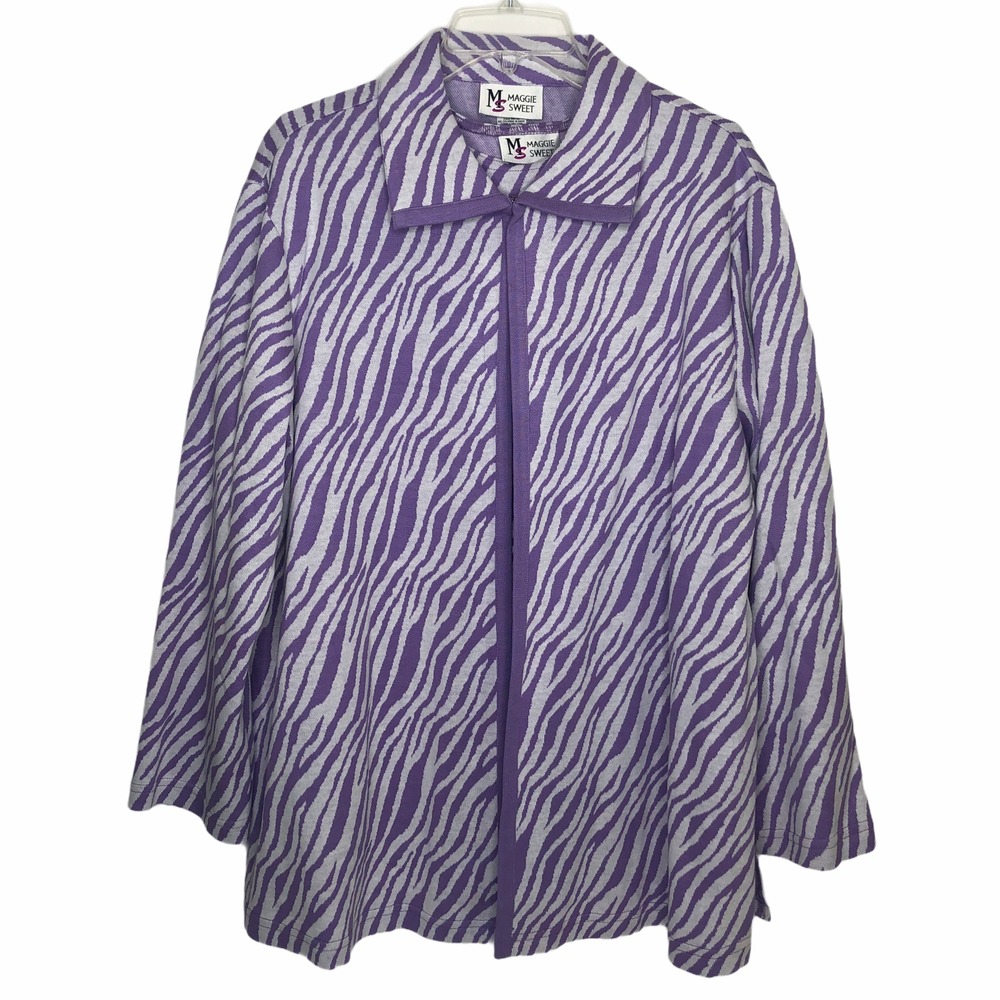 Maggie‎ Sweet 2 Piece Set Jacket and Shirt Zebra Purple Size L-1X USA EUC LR10